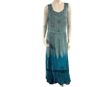 Seventh Avenue Teal Ombre Boho  Dress